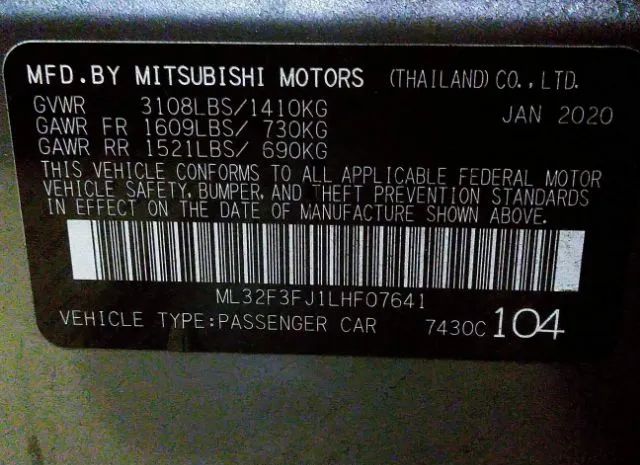 Photo 8 VIN: ML32F3FJ1LHF07641 - MITSUBISHI MIRAGE G4 