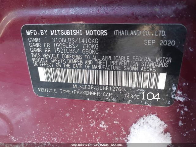 Photo 8 VIN: ML32F3FJ1LHF12760 - MITSUBISHI MIRAGE G4 