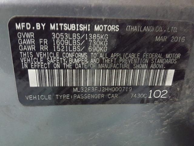 Photo 9 VIN: ML32F3FJ2HH000719 - MITSUBISHI MIRAGE G4 