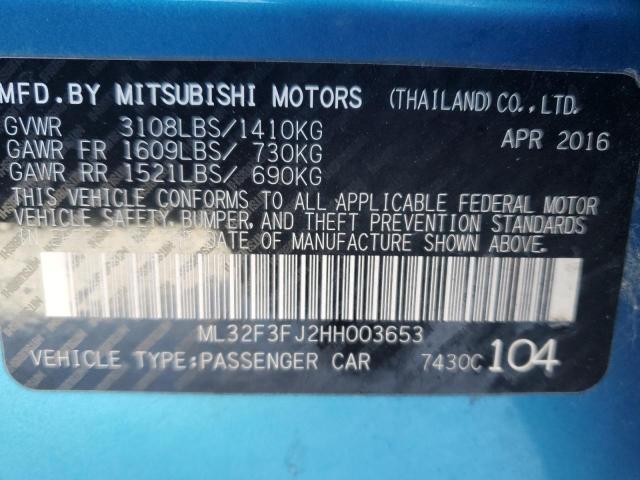 Photo 11 VIN: ML32F3FJ2HH003653 - MITSUBISHI MIRAGE G4 