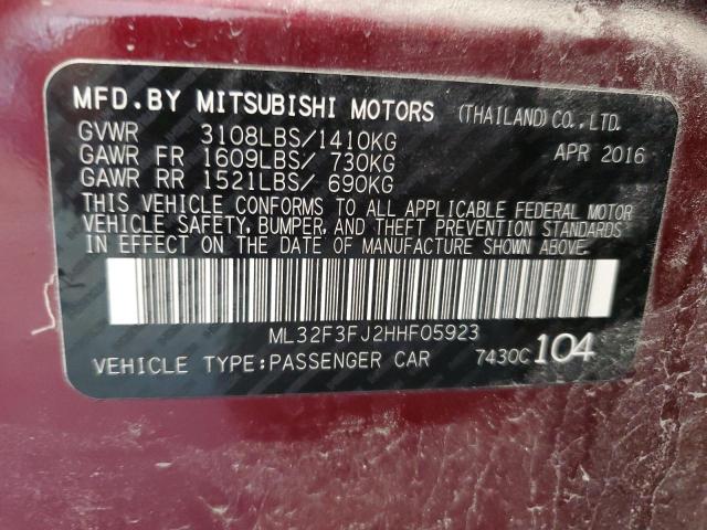 Photo 12 VIN: ML32F3FJ2HHF05923 - MITSUBISHI MIRAGE 