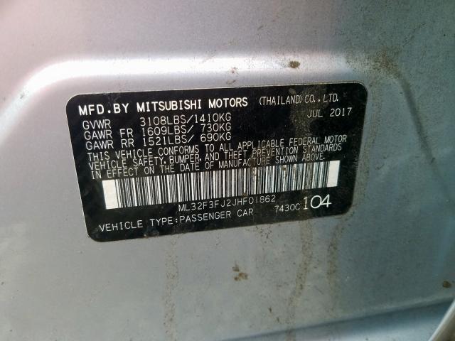 Photo 9 VIN: ML32F3FJ2JHF01862 - MITSUBISHI MIRAGE G4 