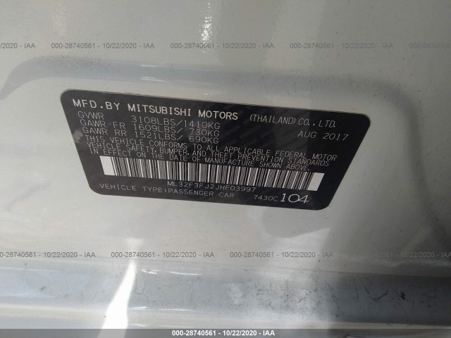 Photo 8 VIN: ML32F3FJ2JHF03997 - MITSUBISHI MIRAGE G4 