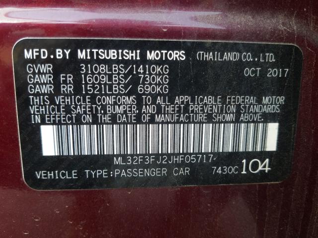 Photo 9 VIN: ML32F3FJ2JHF05717 - MITSUBISHI MIRAGE G4 