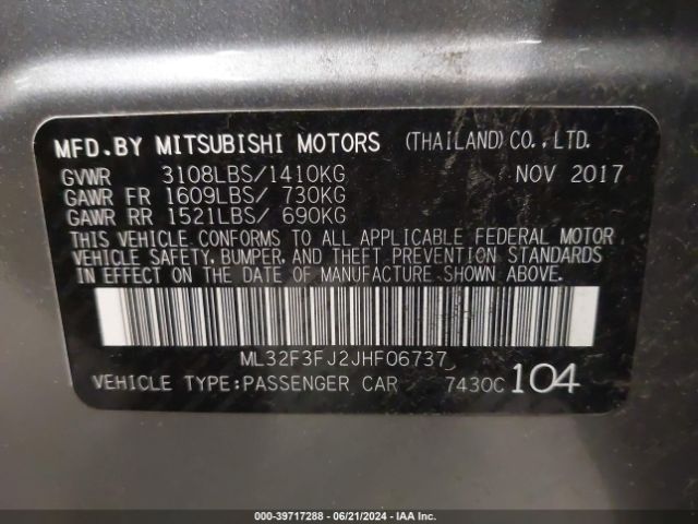 Photo 8 VIN: ML32F3FJ2JHF06737 - MITSUBISHI MIRAGE G4 