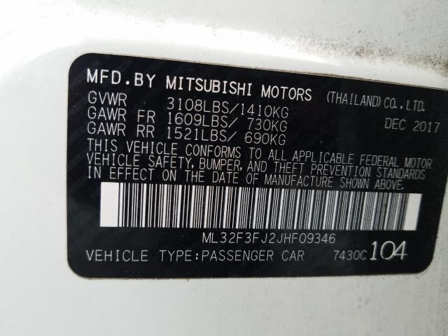 Photo 9 VIN: ML32F3FJ2JHF09346 - MITSUBISHI MIRAGE G4 