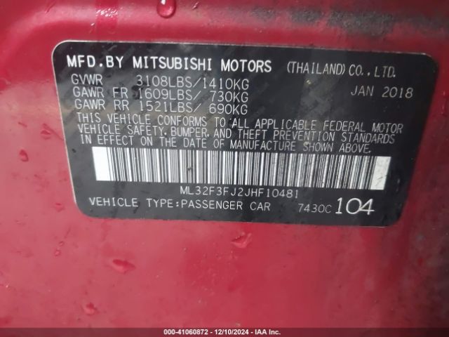 Photo 8 VIN: ML32F3FJ2JHF10481 - MITSUBISHI MIRAGE G4 