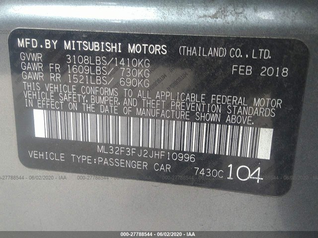 Photo 8 VIN: ML32F3FJ2JHF10996 - MITSUBISHI MIRAGE G4 