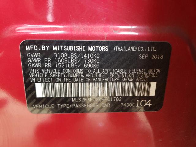 Photo 9 VIN: ML32F3FJ2KHF01782 - MITSUBISHI MIRAGE G4 