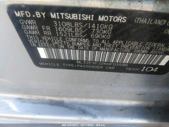 Photo 8 VIN: ML32F3FJ2KHF03595 - MITSUBISHI MIRAGE G4 