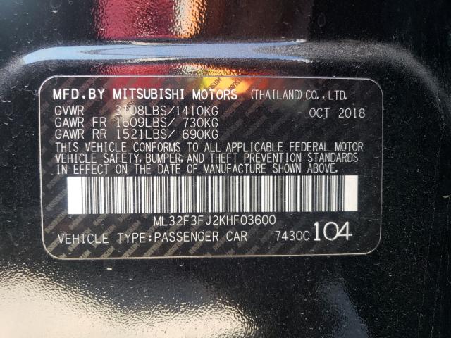 Photo 9 VIN: ML32F3FJ2KHF03600 - MITSUBISHI MIRAGE G4 