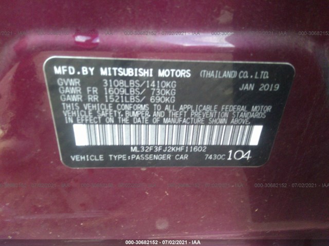 Photo 8 VIN: ML32F3FJ2KHF11602 - MITSUBISHI MIRAGE G4 