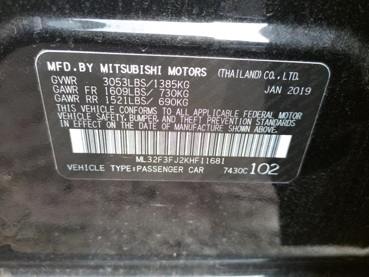 Photo 9 VIN: ML32F3FJ2KHF11681 - MITSUBISHI MIRAGE 