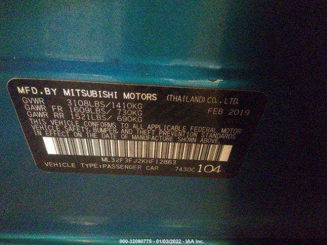 Photo 8 VIN: ML32F3FJ2KHF12863 - MITSUBISHI MIRAGE G4 