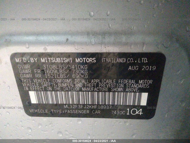 Photo 8 VIN: ML32F3FJ2KHF18937 - MITSUBISHI MIRAGE G4 