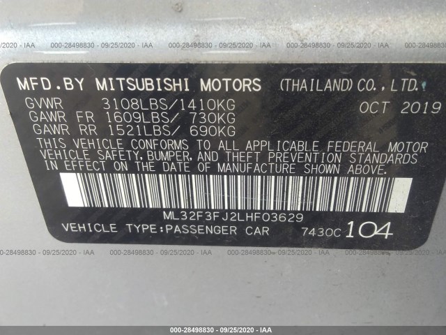 Photo 8 VIN: ML32F3FJ2LHF03629 - MITSUBISHI MIRAGE G4 