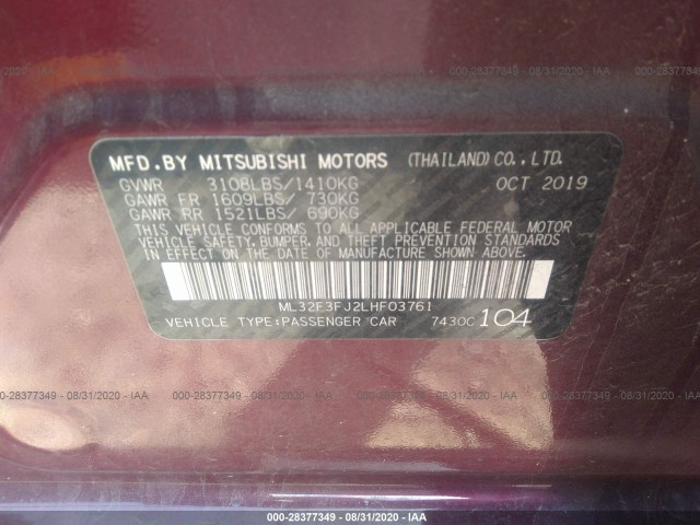 Photo 8 VIN: ML32F3FJ2LHF03761 - MITSUBISHI MIRAGE G4 