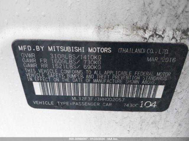 Photo 8 VIN: ML32F3FJ3HH002057 - MITSUBISHI MIRAGE G4 