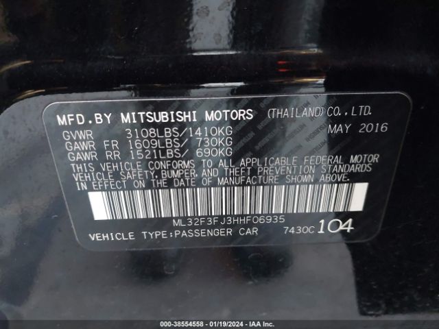 Photo 8 VIN: ML32F3FJ3HHF06935 - MITSUBISHI MIRAGE G4 