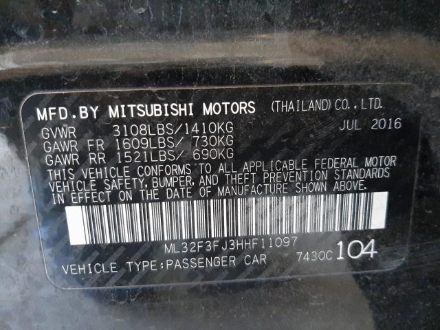 Photo 9 VIN: ML32F3FJ3HHF11097 - MITSUBISHI MIRAGE G4 