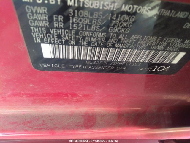 Photo 8 VIN: ML32F3FJ3HHF17353 - MITSUBISHI MIRAGE G4 