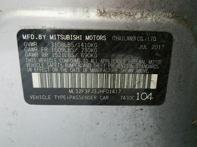 Photo 9 VIN: ML32F3FJ3JHF01417 - MITSUBISHI MIRAGE G4 