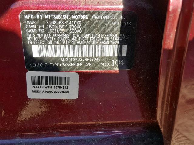 Photo 9 VIN: ML32F3FJ3JHF13048 - MITSUBISHI MIRAGE G4 