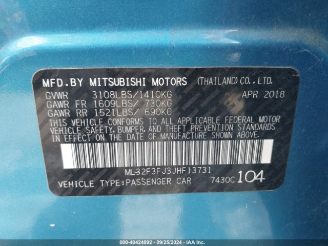 Photo 8 VIN: ML32F3FJ3JHF13731 - MITSUBISHI MIRAGE G4 