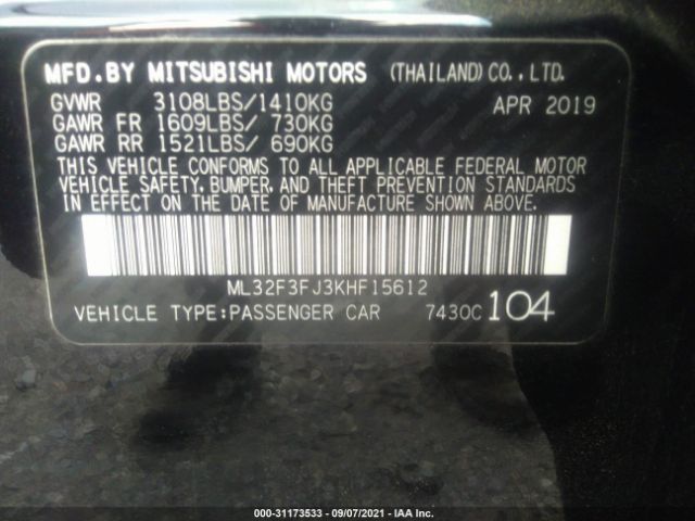 Photo 8 VIN: ML32F3FJ3KHF15612 - MITSUBISHI MIRAGE G4 