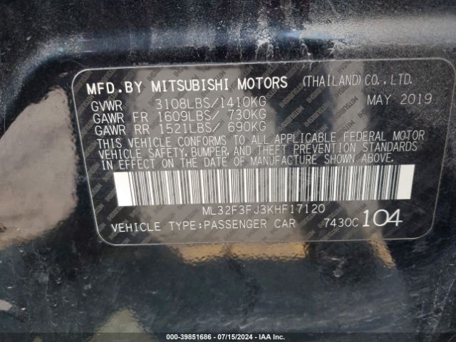 Photo 8 VIN: ML32F3FJ3KHF17120 - MITSUBISHI MIRAGE G4 