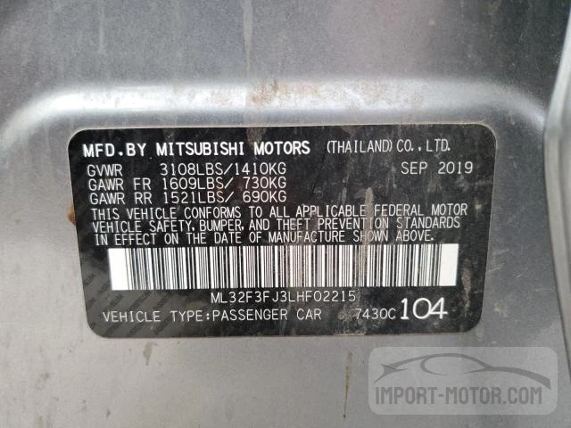 Photo 11 VIN: ML32F3FJ3LHF02215 - MITSUBISHI MIRAGE 