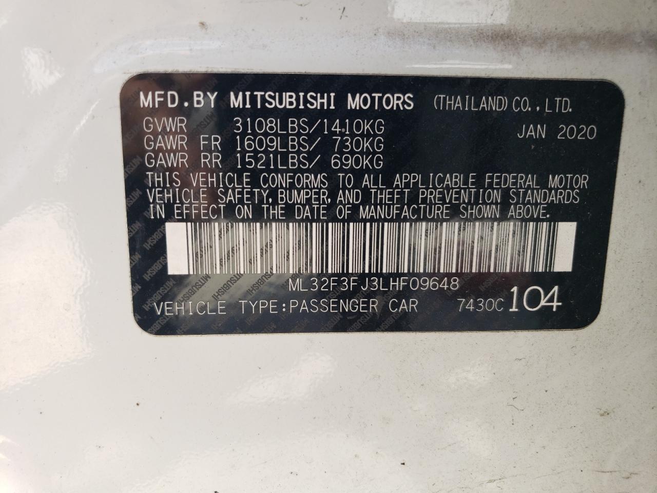 Photo 11 VIN: ML32F3FJ3LHF09648 - MITSUBISHI MIRAGE 