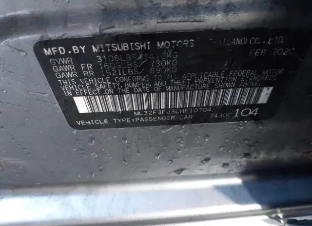 Photo 8 VIN: ML32F3FJ3LHF10704 - MITSUBISHI MIRAGE 