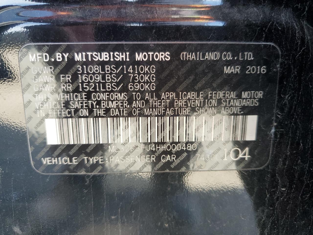 Photo 11 VIN: ML32F3FJ4HH000480 - MITSUBISHI MIRAGE 