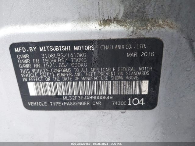 Photo 8 VIN: ML32F3FJ4HH000849 - MITSUBISHI MIRAGE G4 