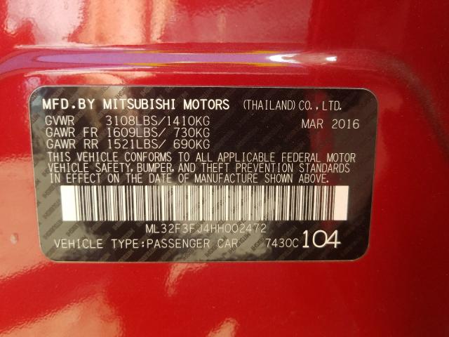 Photo 9 VIN: ML32F3FJ4HH002472 - MITSUBISHI MIRAGE G4 