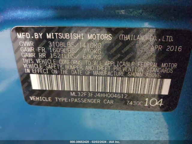 Photo 8 VIN: ML32F3FJ4HH004612 - MITSUBISHI MIRAGE G4 