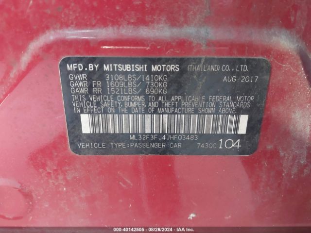 Photo 8 VIN: ML32F3FJ4JHF03483 - MITSUBISHI MIRAGE G4 