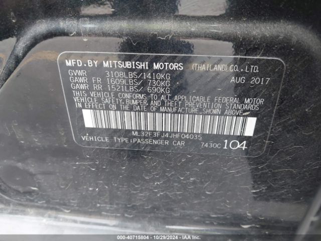 Photo 8 VIN: ML32F3FJ4JHF04035 - MITSUBISHI MIRAGE G4 