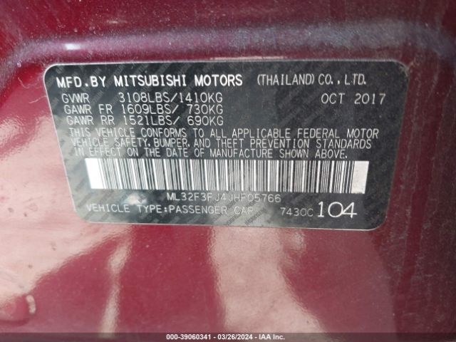 Photo 8 VIN: ML32F3FJ4JHF05766 - MITSUBISHI MIRAGE G4 