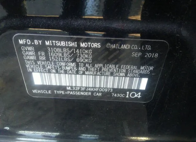 Photo 8 VIN: ML32F3FJ4KHF00973 - MITSUBISHI MIRAGE G4 