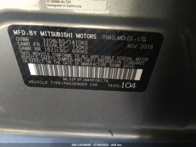 Photo 8 VIN: ML32F3FJ4KHF06174 - MITSUBISHI MIRAGE G4 