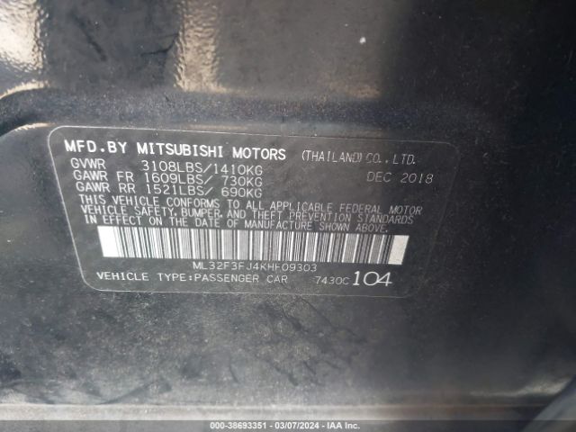 Photo 8 VIN: ML32F3FJ4KHF09303 - MITSUBISHI MIRAGE G4 