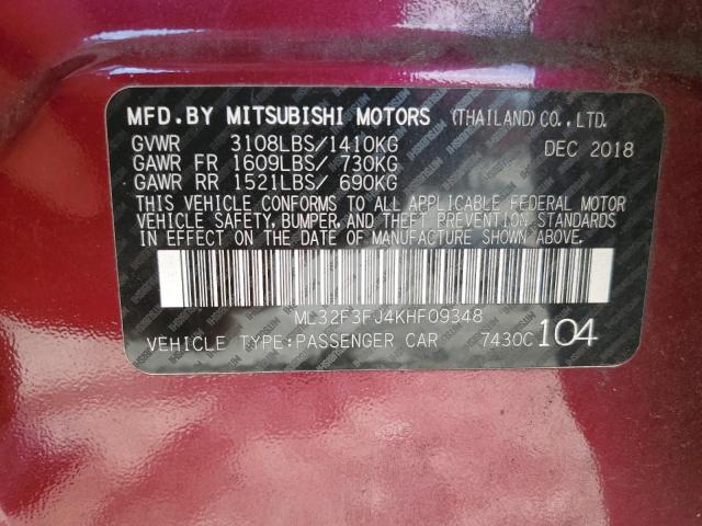 Photo 11 VIN: ML32F3FJ4KHF09348 - MITSUBISHI MIRAGE 