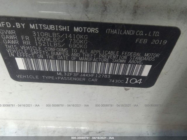 Photo 8 VIN: ML32F3FJ4KHF12783 - MITSUBISHI MIRAGE G4 