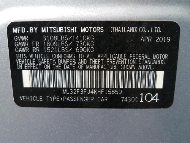 Photo 9 VIN: ML32F3FJ4KHF15859 - MITSUBISHI MIRAGE G4 