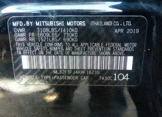 Photo 8 VIN: ML32F3FJ4KHF16235 - MITSUBISHI MIRAGE G4 