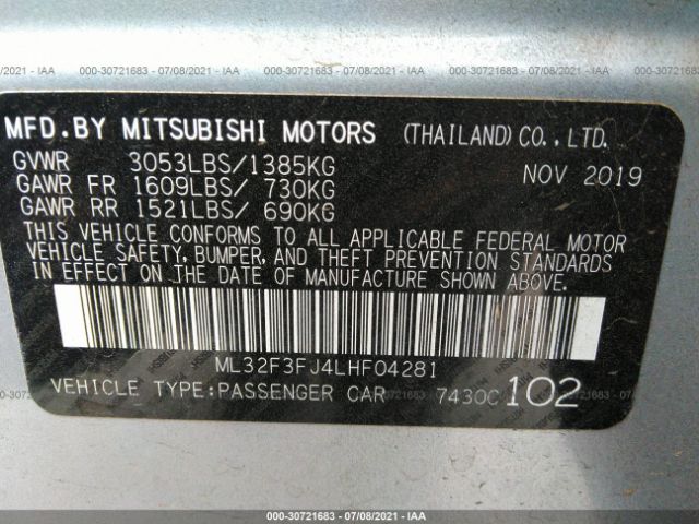 Photo 8 VIN: ML32F3FJ4LHF04281 - MITSUBISHI MIRAGE G4 