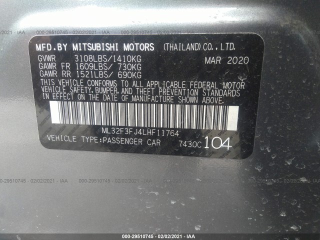 Photo 8 VIN: ML32F3FJ4LHF11764 - MITSUBISHI MIRAGE 