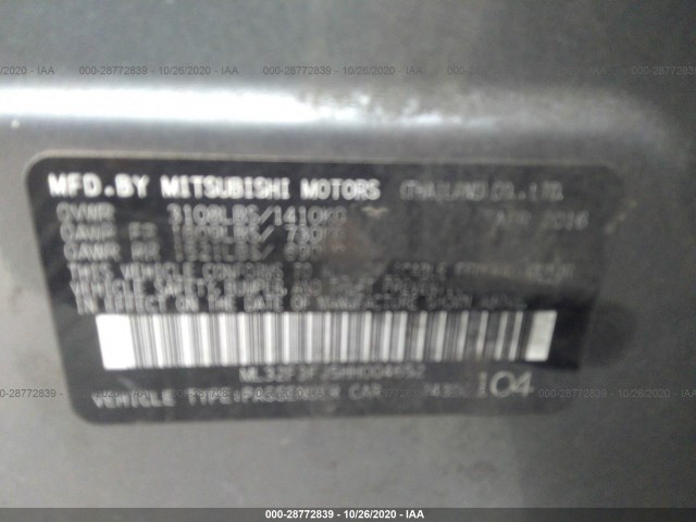 Photo 8 VIN: ML32F3FJ5HH004652 - MITSUBISHI MIRAGE G4 